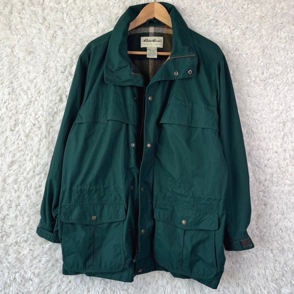 Eddie Bauer Mountain Parka L Green Wool Lined Vintage Gorpcore Field Barn Jacket